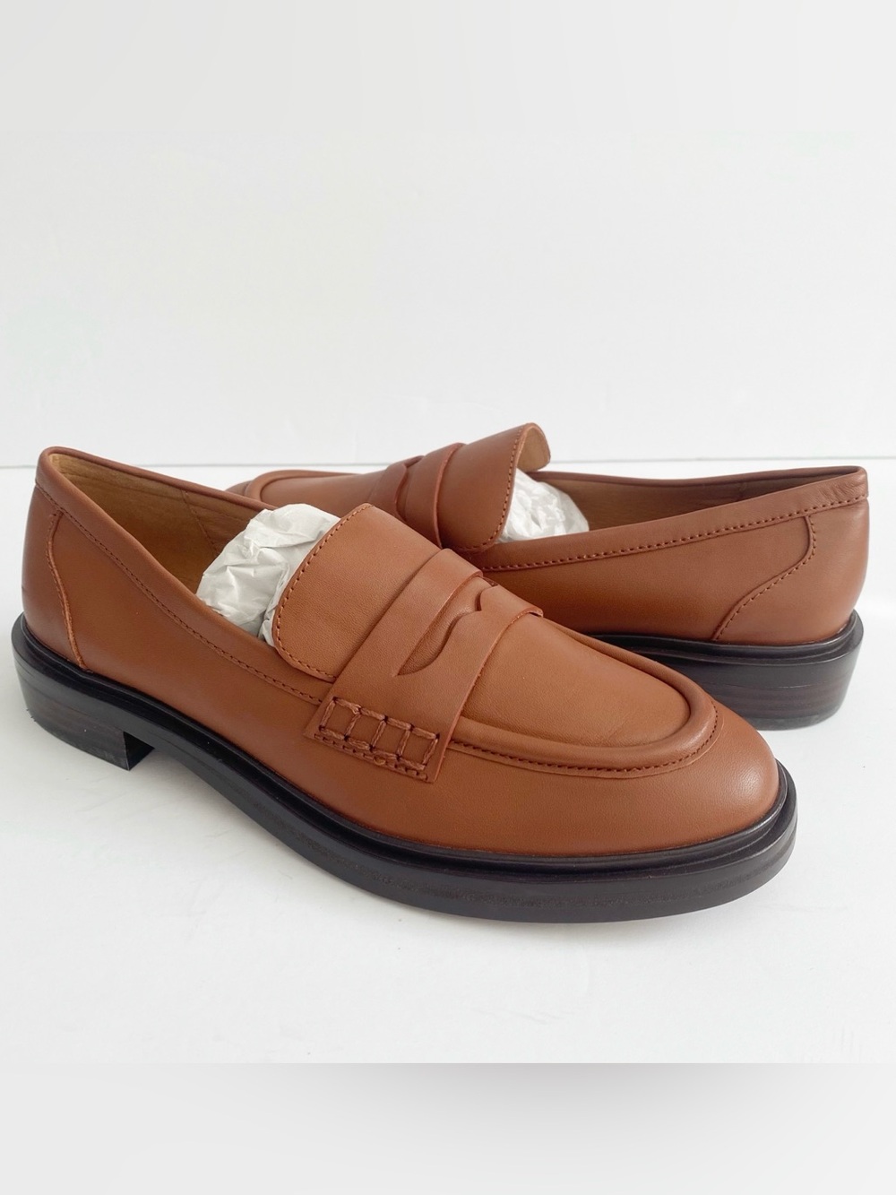 Madewell The Vernon Leather Slip On Loafers Shoes Womens Size 7.5 Brown New